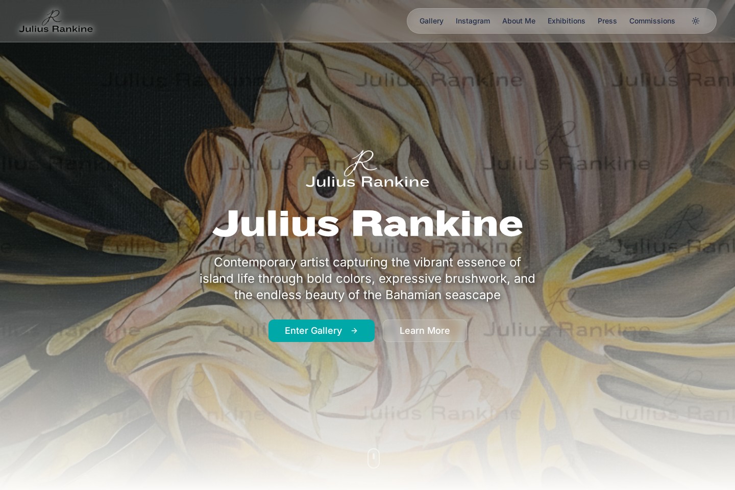Actual Julius Rankine artist portfolio homepage